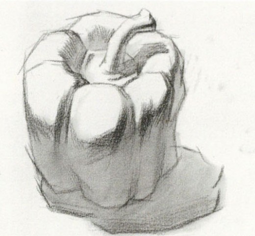 蔬菜青椒的畫法 青椒素描步驟詳細教程