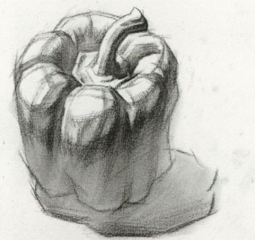 蔬菜青椒的畫法 青椒素描步驟詳細教程